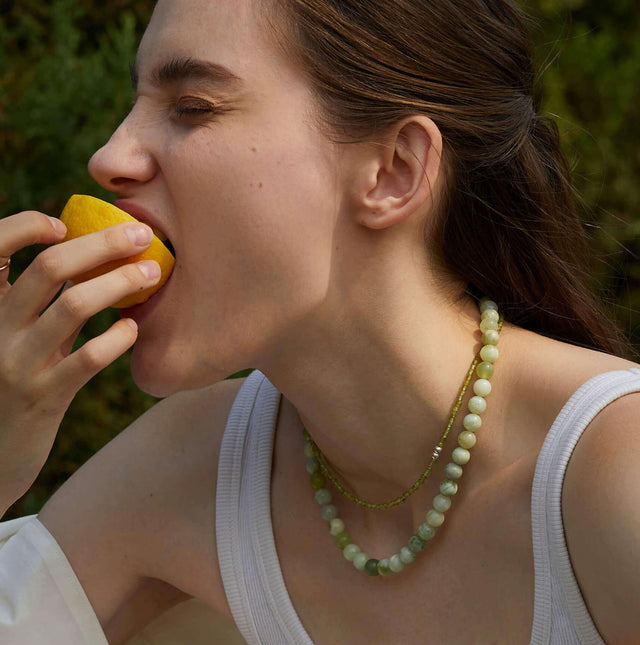 Greenish New Jade Necklace - Good Mood