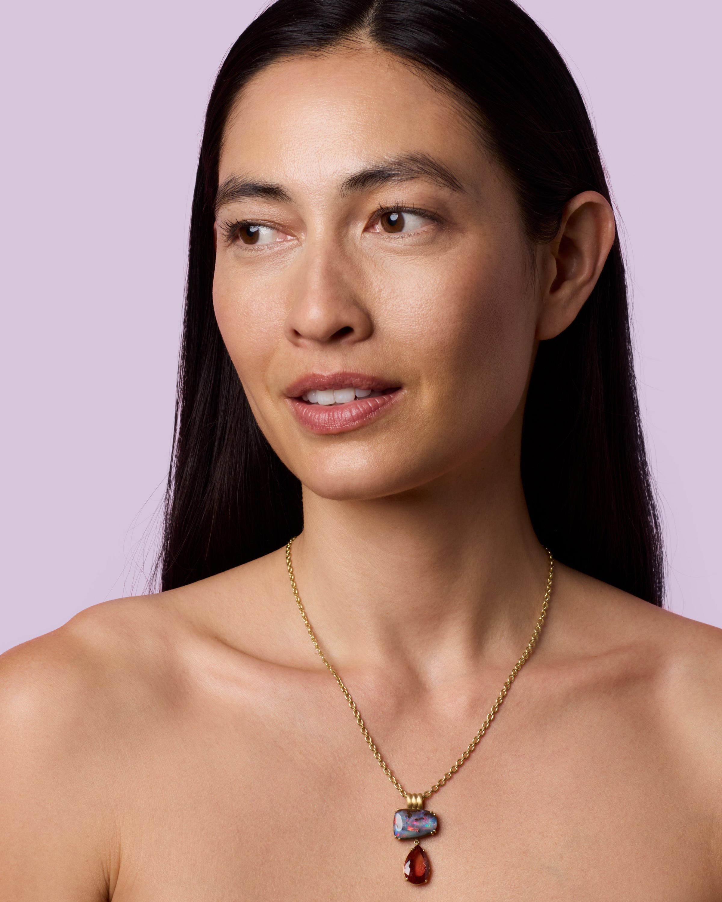 One of a Kind Heroic Double Drop Pendant Necklace