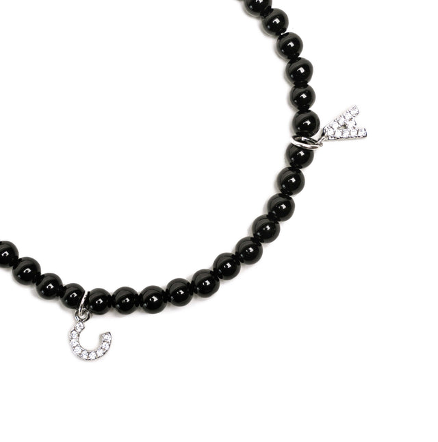 Personalized Black Onyx Letter Bracelet - Strength & Focus